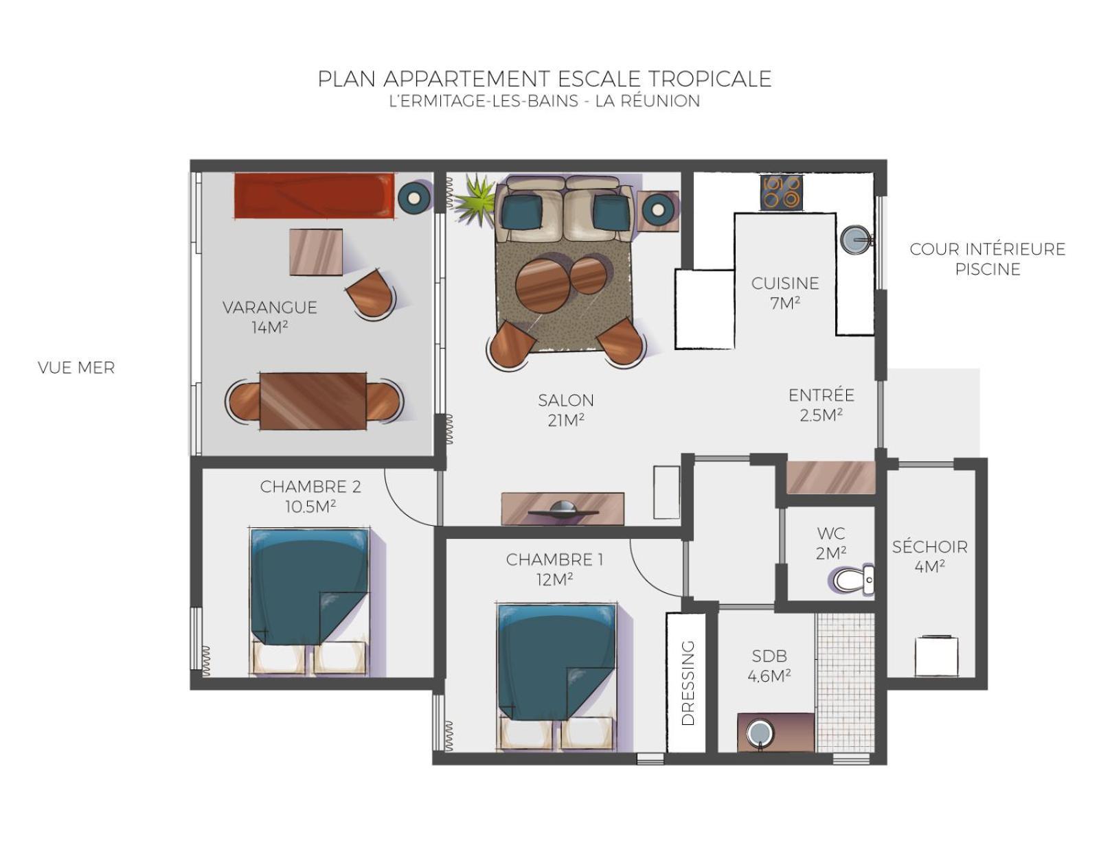 Escale Tropicale, Appart Vue Mer A 2 Min Du Lagon Apartment Saint-Gilles-les-Bains Exterior photo